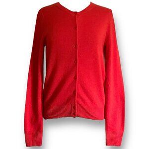 J Crew Womens Cashmere Cardigan Sz Large Tomato Red Preppy Sweater Normcore